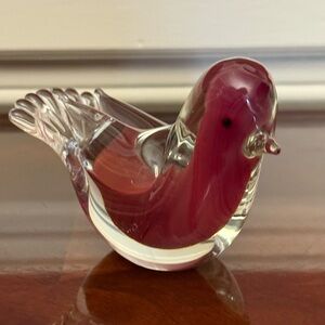 Elegant Glass Red Bird Figurine Paperweight